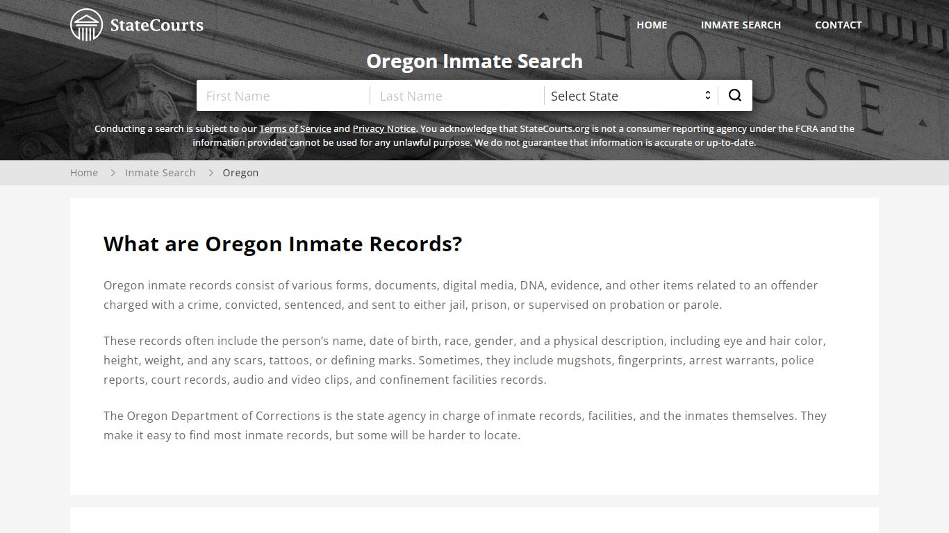 Oregon Inmate Search, Prison and Jail ... - State Courts